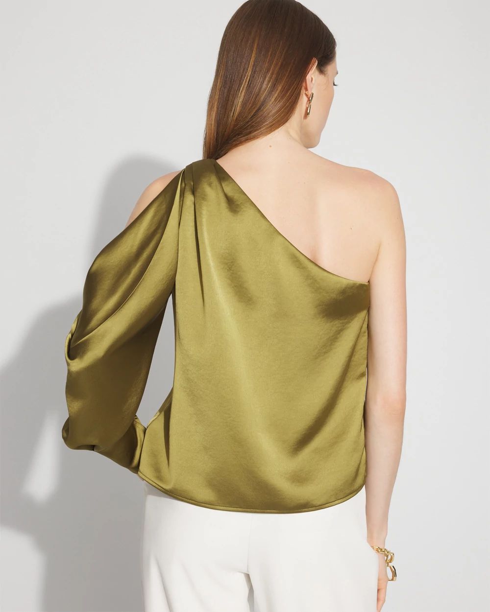 One-Shoulder Satin Blouse | White House Black Market